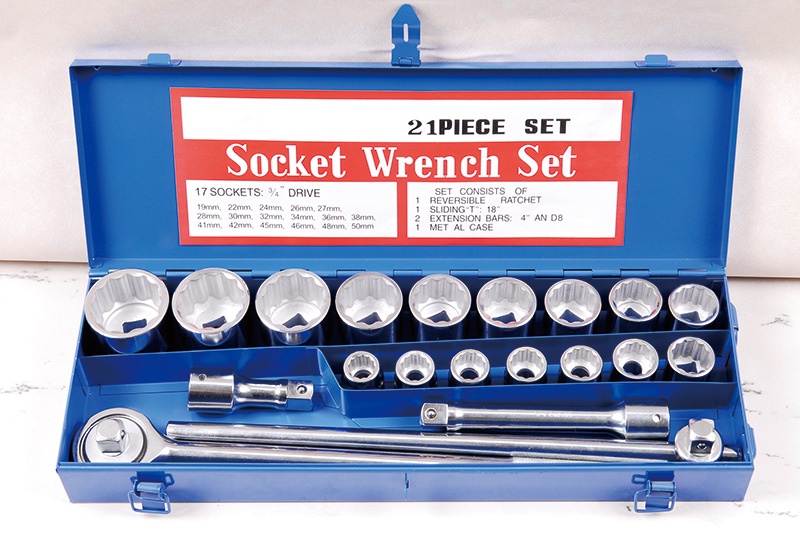 3/4"DR:19-50mmX21件公制套筒扳手